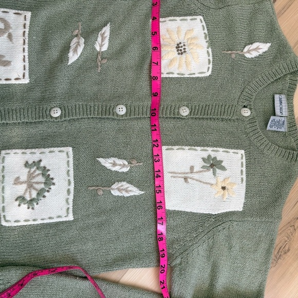 Vintage Spring floral embroidered cardigan leaves Cottagecore Fairycore Small - Picture 7 of 9